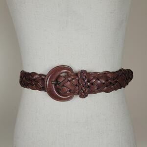 Vintage Turkish Collection Belt Medium Brown Leather Braided Woven Boho Western